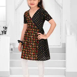 Pragya Exclusive Girls Ethnic Motifs Printed Cotton Kurta with Churidar image 2