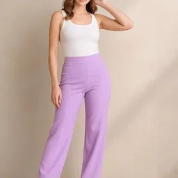 NU CLOTHS Women High-Rise Flat-Front Regular Trousers image 3