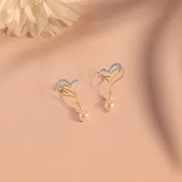 mia by tanishq Mia by TanishqGold Pearl & Diamond Entwined Love Drop Earrings-picture-34