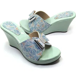 TODRIA Printed Wedge Sandals with Bows image 3