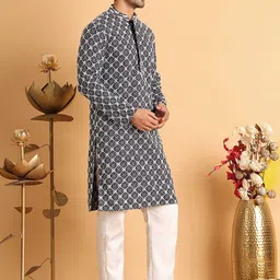 Anouk Men Floral Embroidered Regular Sequinned Kurta with Pyjamas image 2