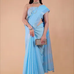 NEGRONI Woven Design Zari Saree With Unstitched Blouse Piece image 4