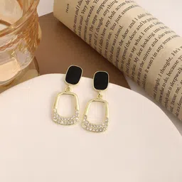 dressberry Trendy Pretty Black Fashion Korean Earrings for Women Everyday Alloy Drops & Danglers image 3