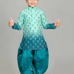 NFC CREATION Boys Floral Printed Regular Dupion Silk Kurta with Patiala-picture-27