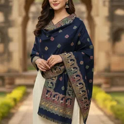 Vrinde Women Paisley Embroidered Pashmina Shawl image 5