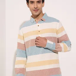 7 Alt by Pantaloons Men Horizontal Stripes Opaque Casual Shirt-image-92