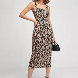 Attire Empire Animal Print Bodycon Midi Dress-image-84