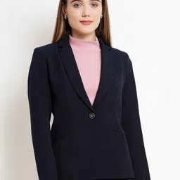 Purple State Notched Lapel Slim-Fit Single Breasted Blazer-image-35