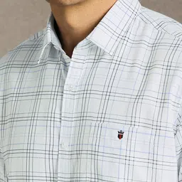 Louis Philippe Sport Slim Fit Checked Spread Collar Long Sleeves Cotton Shirt image 5