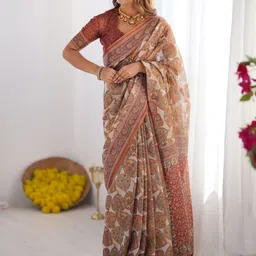 ALMAARI FASHION Ethnic Motifs Pure Cotton Jamdani Saree image 3