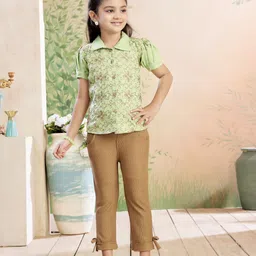 Aarika Girls Embroidered Pure Cotton Shirt With Trouser-image-74