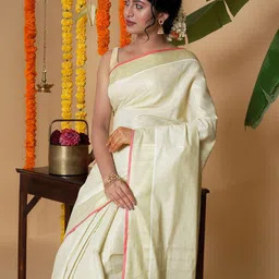 TEEJH Zari Tissue Kasavu Saree image 2