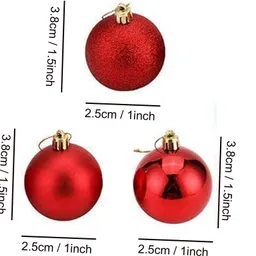 tied ribbons Christmas Tree Decoration Red Hanging Balls Pack of 24 image 5