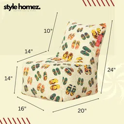 style homez Large CANVAS CLASSIC CHAIR, Cotton Abstract Printed Bean Bag Chair With Bean Filling image 3
