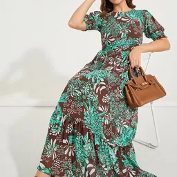 Styli Floral Print Puff Sleeve A-Line Maxi Dress-image-42