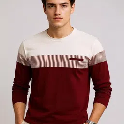 AUTNA Cotton Colourblocked Printed Long Sleeves T-shirt-picture-37