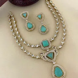 D Rio Fashions Gold Plated Cubic Zirconia Studded Necklace And Earrings-picture-35