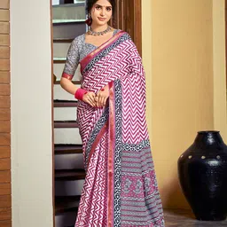 all about you Geometric Printed Zari Pure Cotton Bagru Saree-picture-31