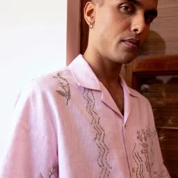 ASUKA Spread Collar Relaxed Fit Linen Shirt image 4