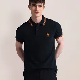 U.S. Polo Assn. Men Solid Polo Collar Cotton Slim Fit T-Shirt-picture-19