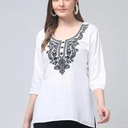 ERUDITE CLUB Ethnic Motifs Embroidered Thread Work Thread Work Kurti-picture-29