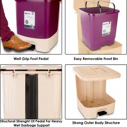 nayasa Unibin Square Big- 33 Ltrs With Lid and Detachable Plastic Bin For Home Plastic Dustbin image 4
