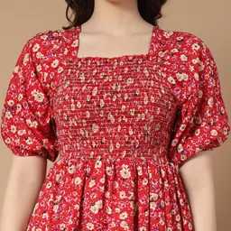 Jash Creation Women Floral Printed Square Neck Midi Fit & Flare Dress image 3