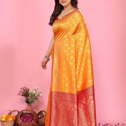 HERE&NOW Ethnic Motifs Zari Pure Silk Banarasi Saree image 2