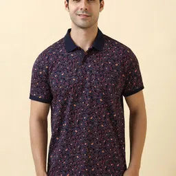 Allen Solly Floral Printed Polo Collar Cotton T-shirt-picture-41