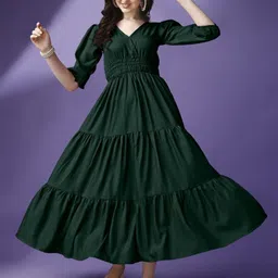 Krunal Raiyani Women Applique V-Neck Fit & Flare Maxi Dress-picture-39