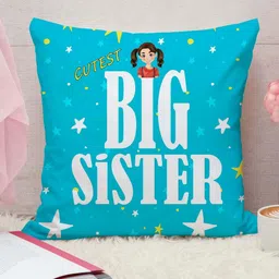 THE QUIRKY HOME White & Blue Printed Square-Shaped Rakshabandhan Gift Pre-Filled Cushion-image-80