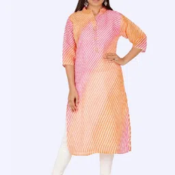 PARTH SY FASHION Women Orange Georgette Straight Kurtas image 1
