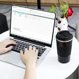 kavana Black cup Insulated Cup - Stainless Steel Travel Cup with Rubber 500 ml Flask image 4