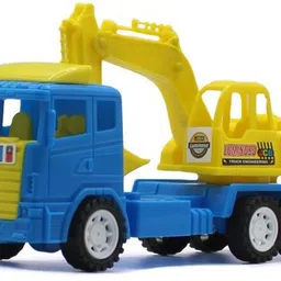 Friction Powered Plastic jcb construction engineering truck blue and yellow toy-image-36