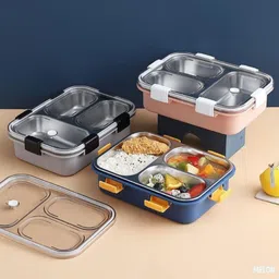 funverse Stainless Steel Lunch Box with 3 Compartment with Spoon for Kids & Adults 3 Containers Lunch Box-picture-20