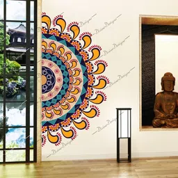 divinedesigns 41 cm Half Mandala Cut Florals Design Art Self Adhesive Sticker For Home Self Adhesive Sticker-picture-42