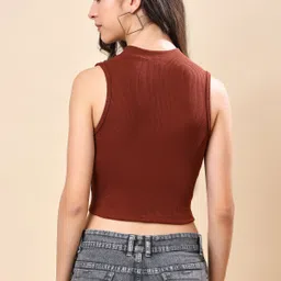 tusi Pack of 3 Casual Sleeveless Self Design Women Black Top image 2