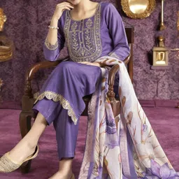 orriya Embroidered Kurta, Trouser/Pant & Dupatta Set-picture-24