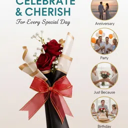 fleur buddy Romantic Bloom Artificial Rose Bouquet Black, Pink Rose Artificial Flower image 5