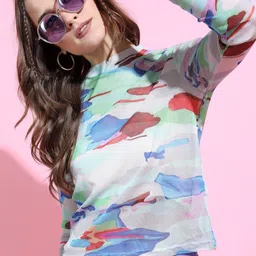 tokyo talkies Casual Regular Sleeves Printed Women Grey Top-picture-18