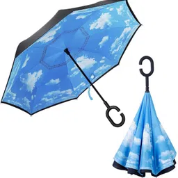 dharmisho Double Layer Inverted Reversible No Drip Umbrella with C Shape Handle Umbrella image 2