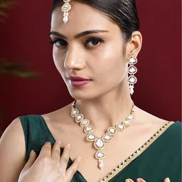 Peora Gold-Plated CZ Stone-Studded Jewellery Set-image-52
