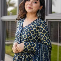 PRISHA FASHION Women Ethnic Motifs Printed Panelled Kurta with Palazzos & With Dupatta image 5