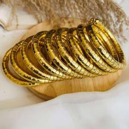 NVR Women Gold Plated Spiral Bangle-picture-5