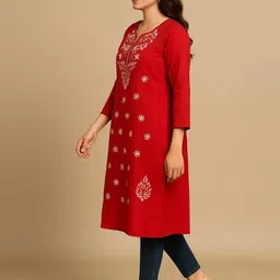 MRS RIGHT Women Embroidered Chikankari Kurta image 4