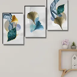 Aura Blue & White 3 Pieces Abstract Wooden Wall Art-picture-23