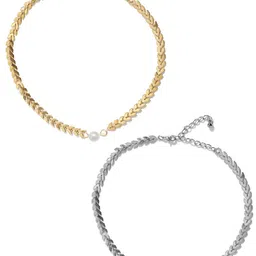 DressBerry Gold Toned Set Of 2 Pearls Necklaces image 2