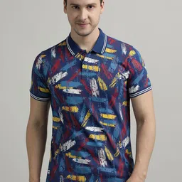 MaverIQ Abstract Printed Polo Collar Cotton T-shirt-picture-10