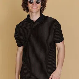 V-Mart Striped Polo Collar Short Sleeves Cotton T-shirt-picture-18