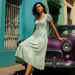 CORSICA Tie and Dye Dyed Puff Sleeve A-Line Midi Dress-picture-22